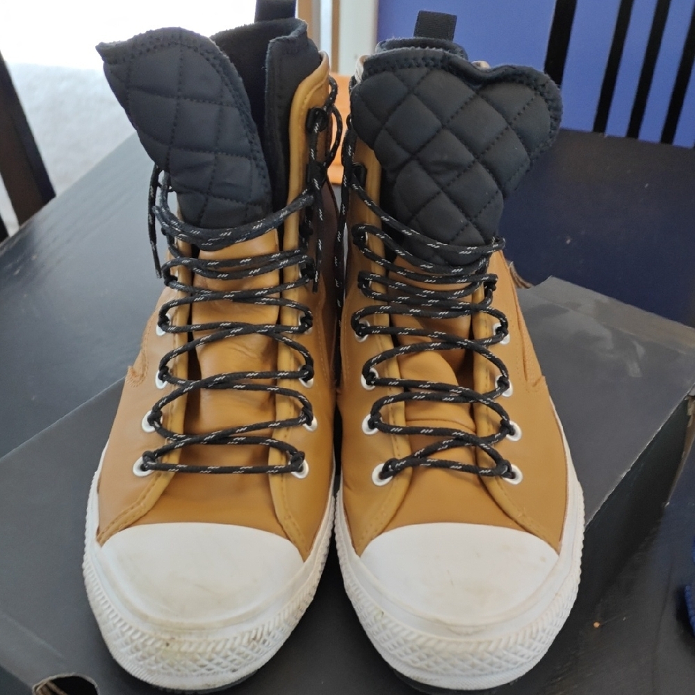 Men's Tan/Black High Top Converse Sneakers
